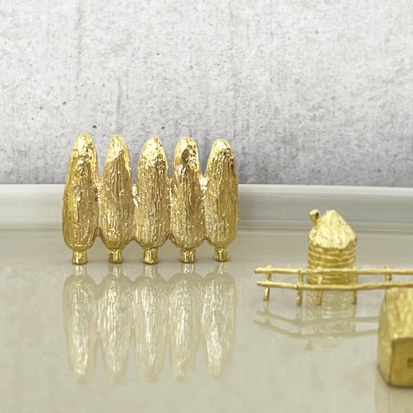 穀雨 どこか遠くにある街  糸杉並木の道 ( こくう オブジェ 真鍮 木 ミニチュア ミニチュアハウ...