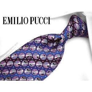 EMILIO PUCCI ネクタイ ネイビー ホワイト ボルドー ロゴ 総柄 EMILIO PUCCI（エミリオプッチ） ネクタイ JI787 メンズ イタリア製