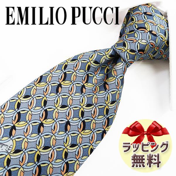 EMILIO PUCCI エミリオプッチ ネクタイ EP79 ブルーグレー/マルチカラ― (8.5c...