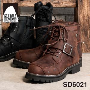 SIERRA DESIGNS シエラデザインズ SD6021 バイカー ブーツ メンズ BLACK DARKBROWN 本革 牛革 オイルレザー スチールキャップトゥ｜redtent