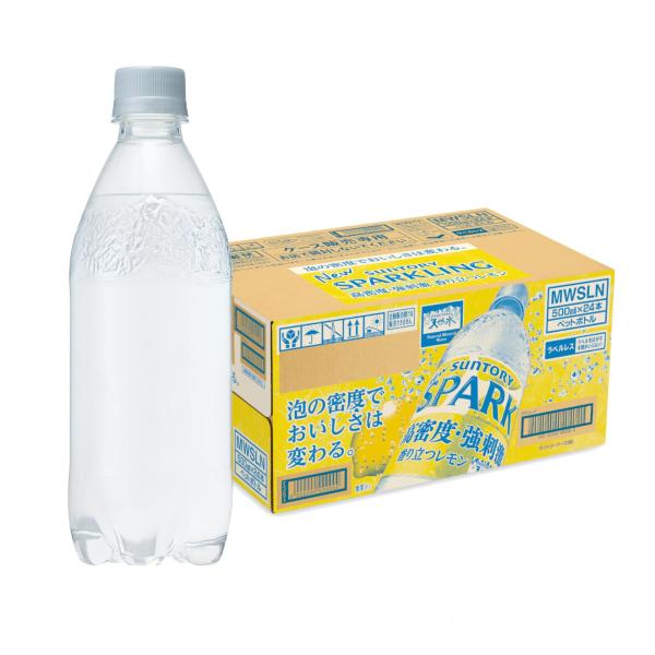 サントリー 天然水スパークリング レモン ラベルレス 500ml ×24本 [炭酸水] まとめ売り実...