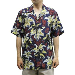 【送料無料】 Avanti 1190 BREEZE Vintage-style Silk Aloha Shirt アロハシャツ シルク100% 半袖 MENS メンズ NAVY ネイビー S-L｜redwood