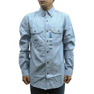 Carhartt S202 Fort Solid Long Sleeve Shirt シャンブレー ロングスリーブ B.Dシャツ ボタンダウンシャツ MENS メンズ 長袖 Blue Chambray (CBL) ブルー S-M｜redwood