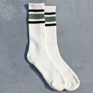 decka quality socks デカ クォリティ ソックス　80's Skater Socks スケーターソックス Line Socks ラインソックス　グリーン 25cm-28cm ネコポス便200円対応｜redwood