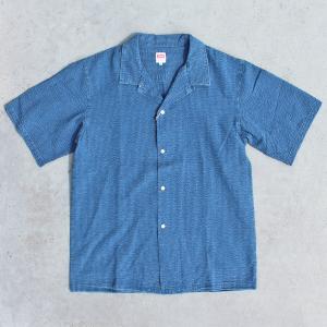 EDWIN　ET2145 Indigo Short Sleeve Shirts 半袖 インディゴ シャツ 藍染 シアサッカー オープンカラー　サラッとした肌触り　M-L 256 INDIGO　送料無料！｜redwood