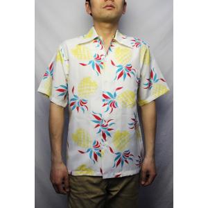コナベイ ハワイ KONABAY HAWAII / パイナップル2015 PINEAPPLE アロハシャツ (ホワイト) アメリカ製｜redwood