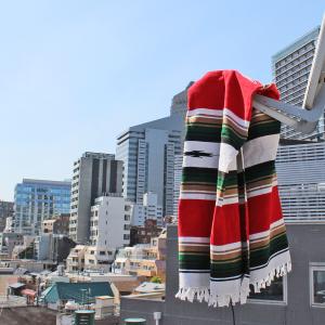ビンテージ40's50's○メキシカンラグ約222cm × 約160cm○240911m1-rug