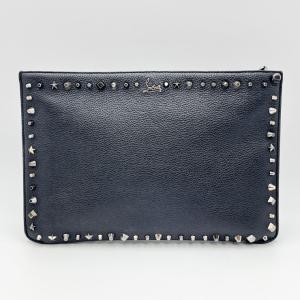 Christian Louboutin（クリスチャンルブタン）スタッズ クラッチバッグ ブラック レザー ゴールド金具 メンズ レディース セカンドバッグ