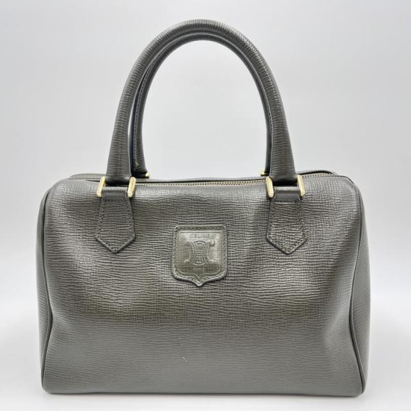 CELINE（セリーヌ）ヴィンテージ トリオンフ ミニボストン ハンドバッグ レザー グレー系 ゴー...