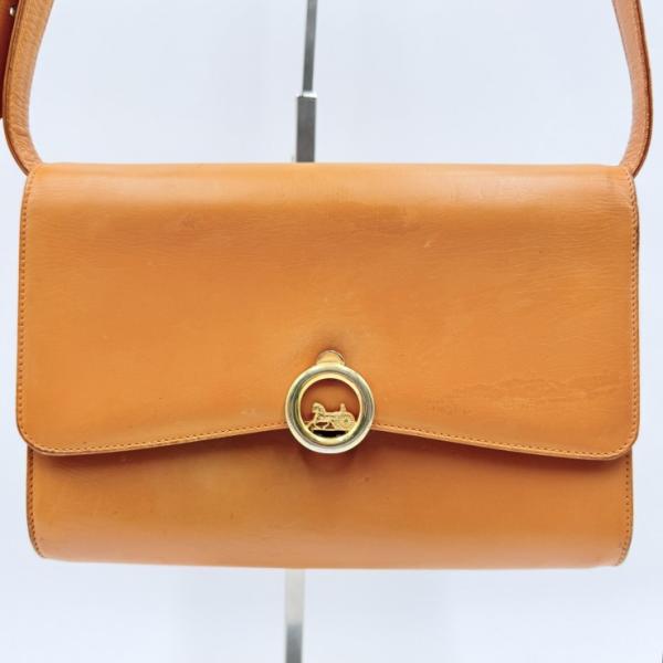 CELINE（セリーヌ）馬車金具 ヴィンテージ レザー ショルダーバッグ ブラウン ゴールドトーン金...