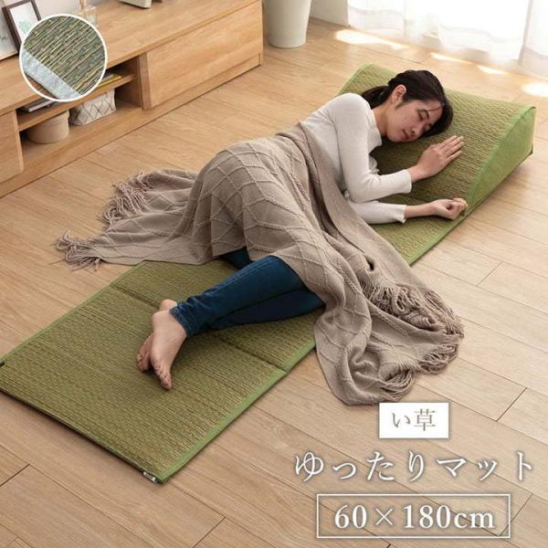ごろ寝マット い草マット 60×180cm ゆったりマット お昼寝マット まくら 枕付き テレビ枕 ...