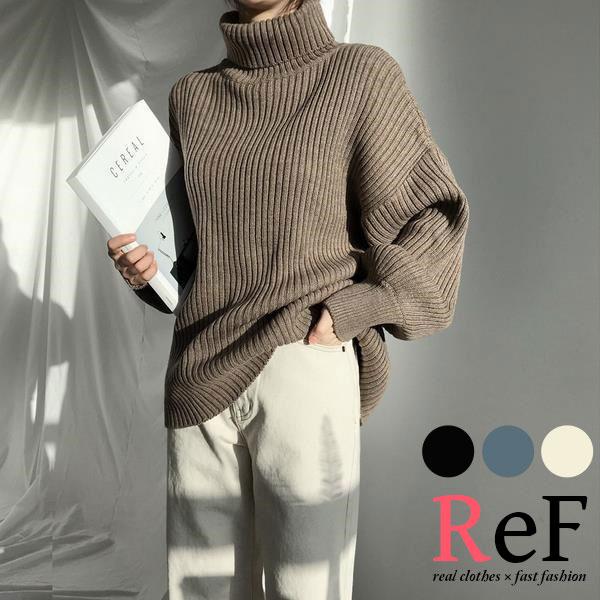 【期間限定スペシャルプライス】ニット リブニット タートルネック レディース ハイネック  長袖 セ...