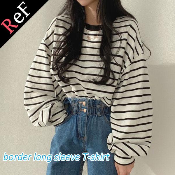 カットソー ボーダー レディース トップス Tシャツ ロンT トップス 長袖 ゆったり ドロップショ...