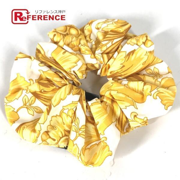 未使用 VERSACE ヴェルサーチ バロック柄 ヘアアクセサリー ヘアゴム シュシュ ホワイト レ...