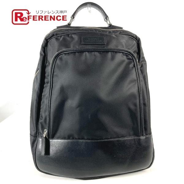 VERSACE ヴェルサーチ ロゴ バックパック 2WAYバッグ ハンドバッグ リュックサック ブラ...