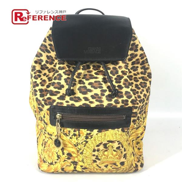 VERSACE ヴェルサーチ レオパード 豹 ヒョウ バックパック カバン ヴィンテージ リュックサ...