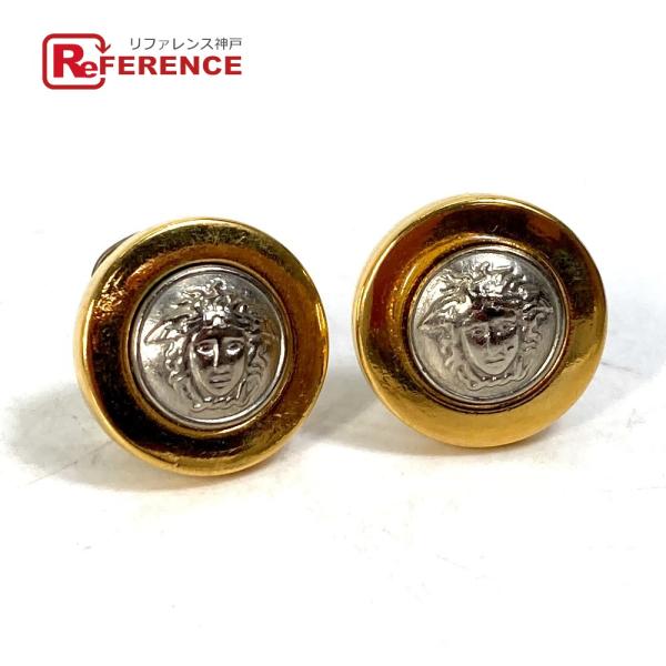 VERSACE ヴェルサーチ アクセサリー ラウンド メデューサ バイカラー イヤリング メタル ゴ...