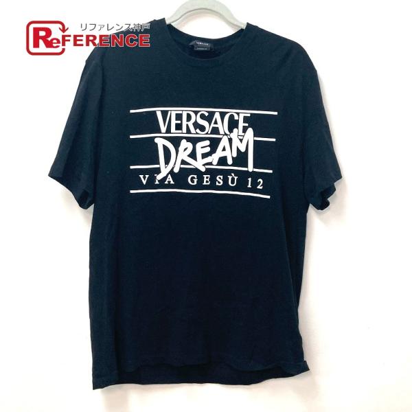 VERSACE ヴェルサーチ DREAMドリーム ロゴ 半袖Ｔシャツ コットン ブラック ホワイト ...