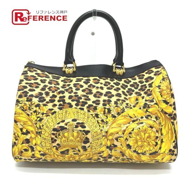 Gianni Versace ジャンニ・ヴェルサーチ レオパード カバン ボストンバッグ PVC/レ...