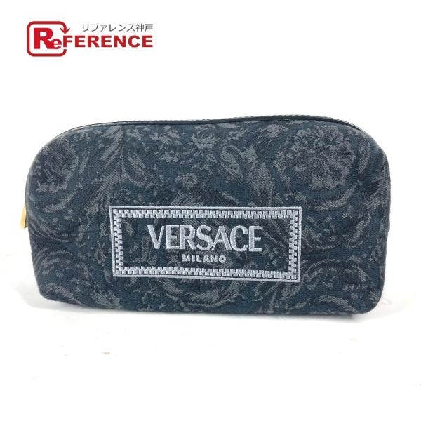 未使用 VERSACE ヴェルサーチ ロゴ メイクポーチ 化粧ポーチ マルチポーチ ポーチ ブラック...