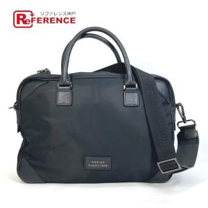 VERSACE ヴェルサーチ ハンドバッグ ロゴ ショルダーバッグ 2WAY ビジネスバッグ ナイロン ブラック メンズ【中古】｜reference