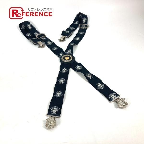 VERSACE ヴェルサーチ メデューサ アクセサリー サスペンダー ブラック メンズ【中古】