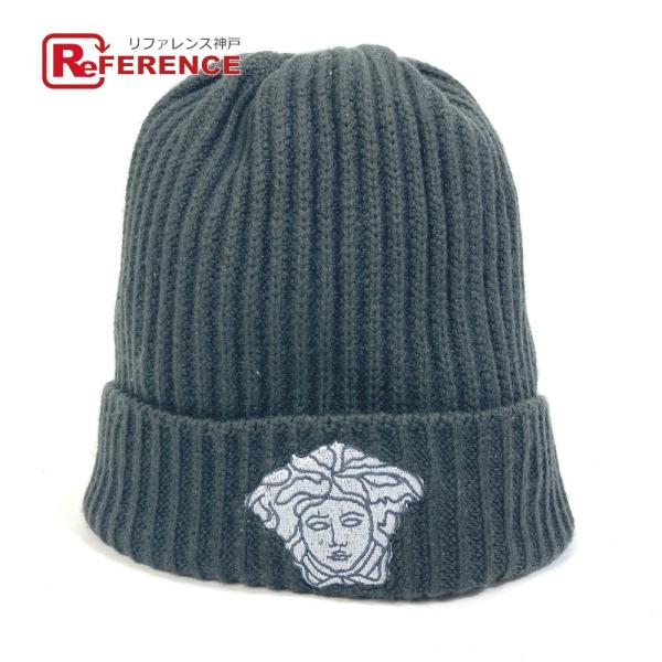 VERSACE ヴェルサーチ メデューサ ビーニー ニットキャップ 帽子 ニット帽 ウール ブラック...