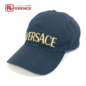 VERSACE ヴェルサーチ ロゴ 帽子 ベースボール キャップ コットン ブラック ユニセックス【中古】美品｜reference