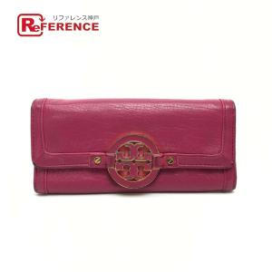 Tory Burch トリーバーチ エンベロープ コンチネンタル ロングウォレット アマンダ 2つ折り財布 ピンク レディース【中古】