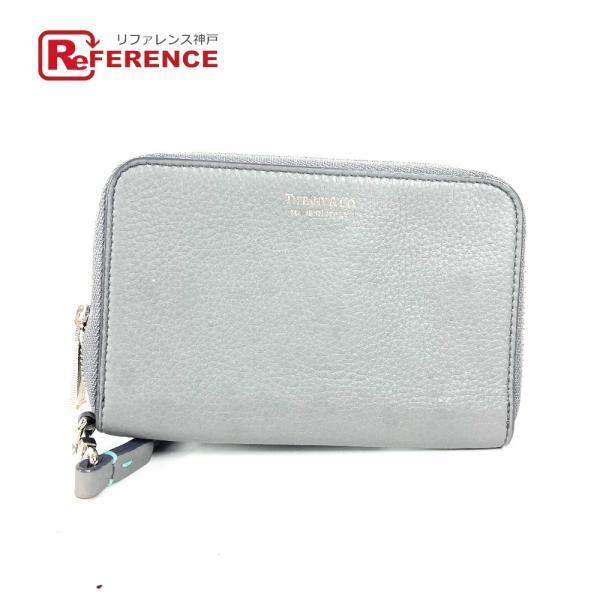 TIFFANY&amp;Co. ティファニー ロゴ ラウンドファスナー スマホポーチ カードケース 名刺入れ...