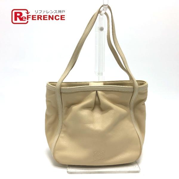LOEWE ロエベ ロゴ カバン ショルダーバッグ ナッパレザー ベージュ レディース【中古】