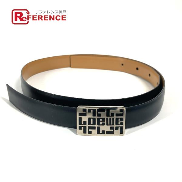 LOEWE ロエベ ロゴ バックル ベルト ブラック レディース【中古】