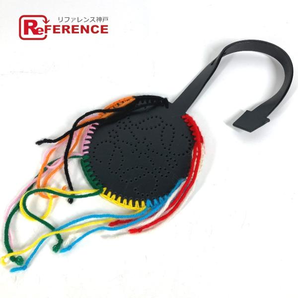 美品 LOEWE ロエベ アナグラム バッグチャーム チャーム ブラック レディース【中古】