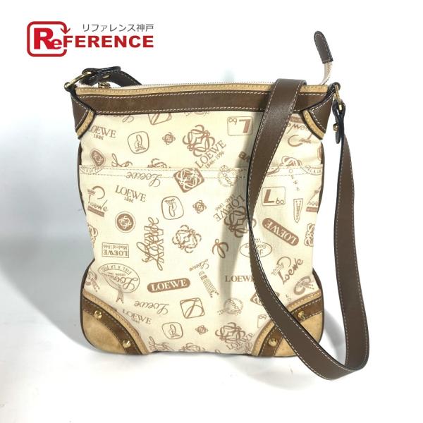LOEWE ロエベ 160周年 ロゴ カバン 斜め掛け ショルダーバッグ ベージュ レディース【中古...