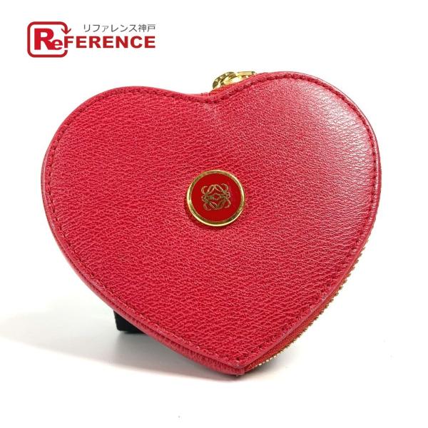 LOEWE ロエベ アナグラムロゴ ハート 財布 小銭入れ コインケース レッド レディース【中古】