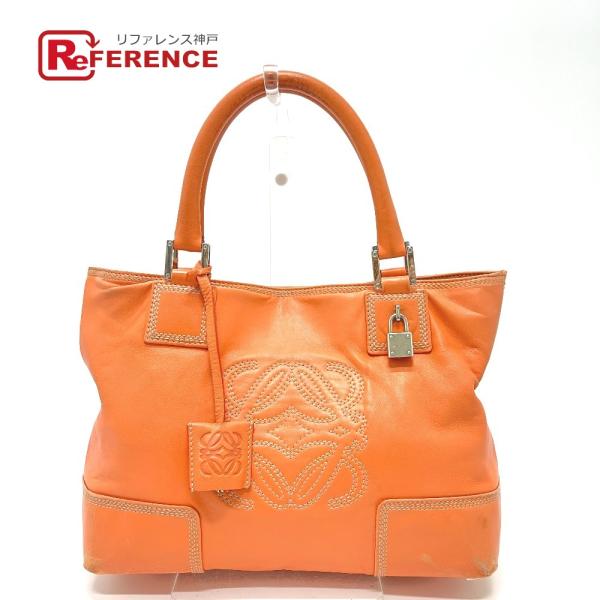 LOEWE ロエベ アナグラム アマソナ カバン バッグ トートバッグ オレンジ レディース【中古】