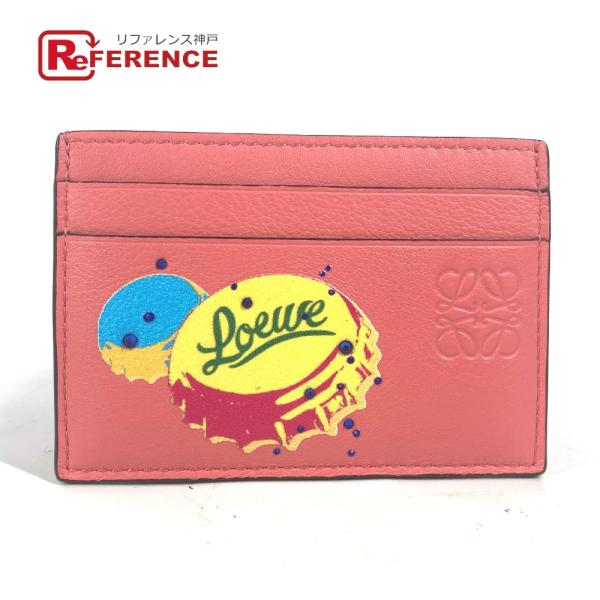 未使用 LOEWE ロエベ ロゴ ラインストーン 名刺入れ パスケース カードケース ピンク レディ...