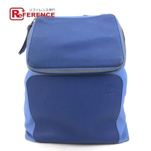 LOEWE ロエベ ゴヤ カバン バックパック バイカラー リュックサック ブルー メンズ【中古】