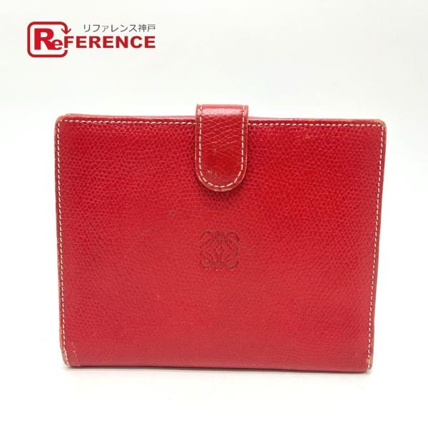LOEWE ロエベ アナグラム 財布 ウォレット コンパクトウォレット 2つ折り財布 レッド レディ...