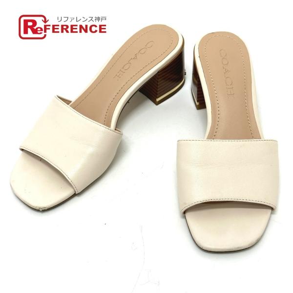 COACH コーチ 靴 シューズ ロゴ スライドサンダル オープントゥ チャンキーヒール ミドルヒー...