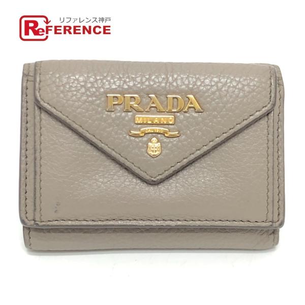PRADA プラダ 1MH021 ロゴ 財布 コンパクトウォレット ミニ財布 ミニウォレット 3つ折...