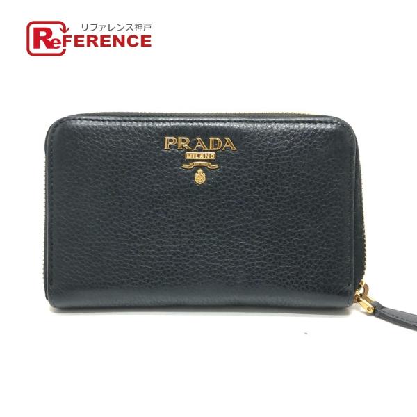 PRADA プラダ 1ML157 ロゴ ラウンド 長財布 ブラック レディース【中古】