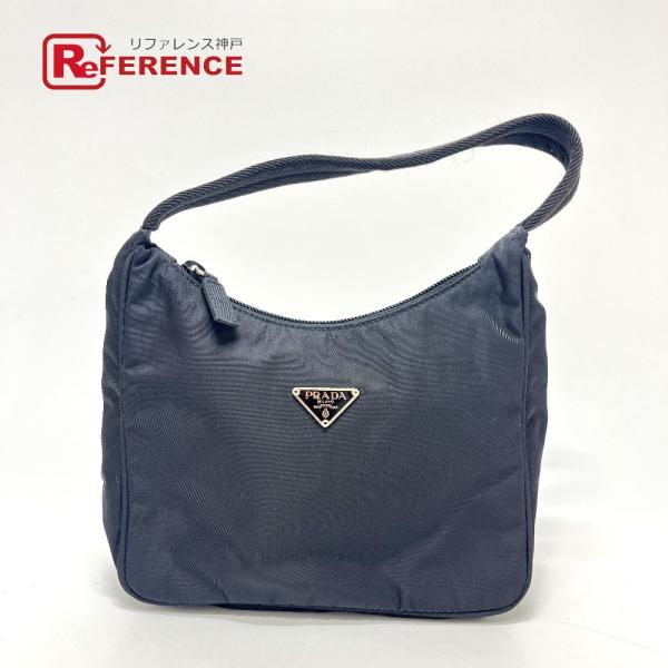 PRADA プラダ MV515 トライアングルロゴ ホーボー カバン バッグ ショルダーバッグ ブラ...
