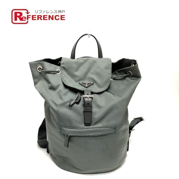 PRADA プラダ BZ0032 トライアングルロゴ バックパック カバン リュックサック グレー ...