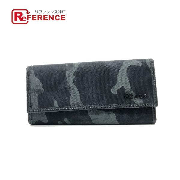 PRADA プラダ カモフラージュ 迷彩 6連 鍵入れ ロング キーケース ブラック レディース【中...