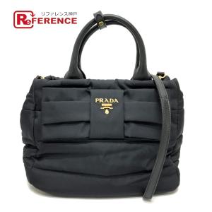 PRADA プラダ 1BG005 テスートボンバー リボン 2WAY ハンドバッグ ブラック レディース【中古】｜reference