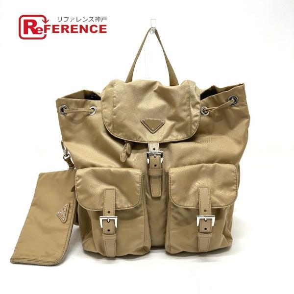PRADA プラダ 1BZ811 トライアングルロゴ Wポケット ポーチ付 デイパック バックパック...