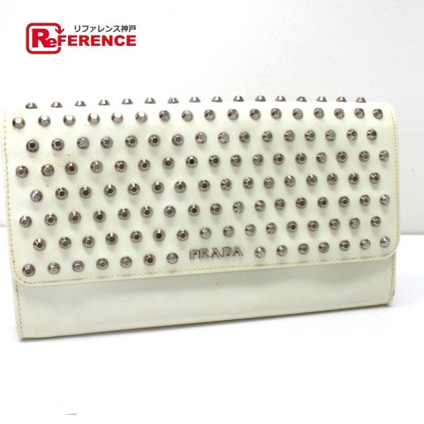 PRADA プラダ クラッチウォレット ウォレットバッグ スタッズ 長財布(小銭入れあり) レザー ...
