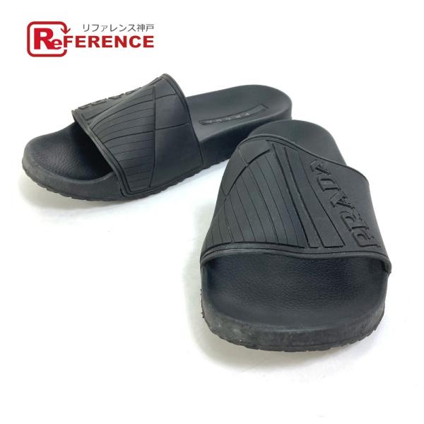 PRADA プラダ 4X3204 ロゴ 靴 シャワーサンダル プールサンダル サンダル ラバー ブラ...