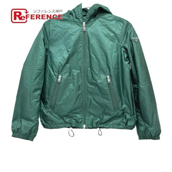 PRADA プラダ トライアングルプレート ジップアップ アパレル ジャケット グリーン レディース...